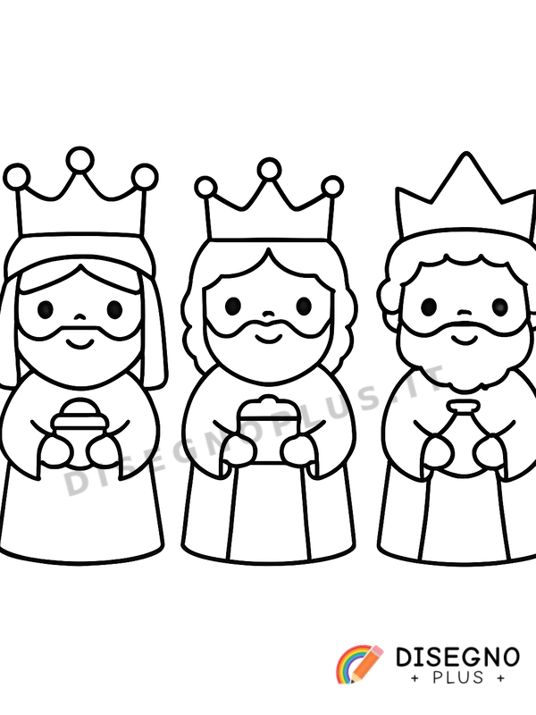 Disegno Re Magi con doni e cammelli nel deserto   da stampare e colorare