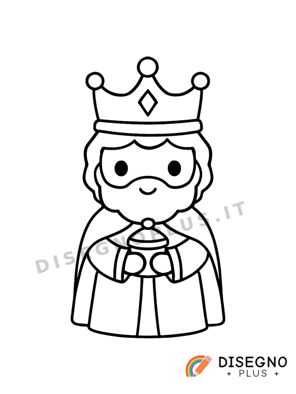 Disegno Re Magio con dono d’oro   da stampare e colorare