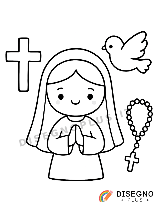 Disegno Religione cattolica con simboli   da stampare e colorare