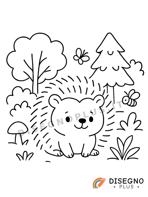 Disegno Riccio nel bosco da colorare