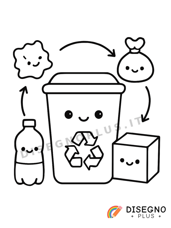 Disegno Riciclo dei rifiuti da colorare