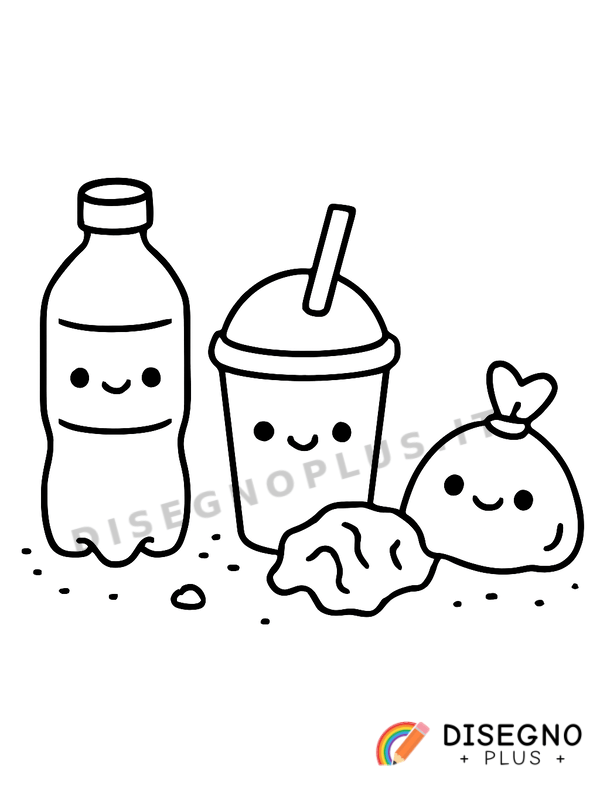 Disegno Rifiuti in terra da colorare