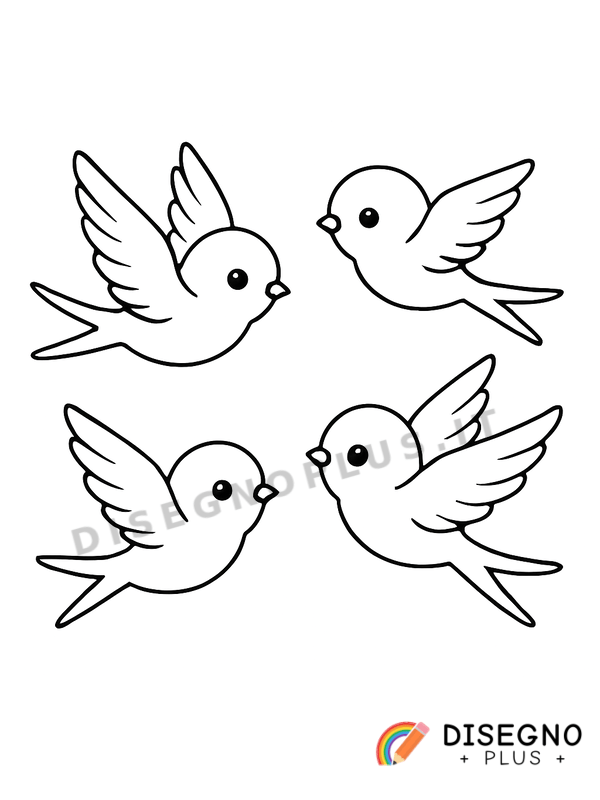 Disegno Rondini in volo in formazione nel cielo sereno   da stampare e colorare
