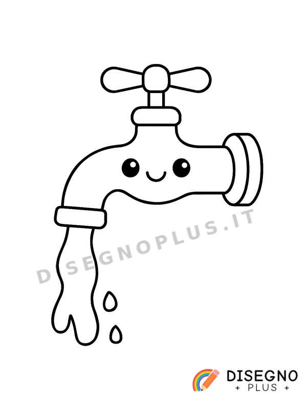 Disegno Rubinetto aperto con getto d’acqua   da stampare e colorare