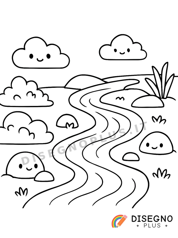 Disegno Ruscelli che scorrono tra le rocce   da stampare e colorare