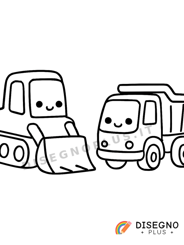 Disegno Ruspa e camion in cantiere   da stampare e colorare