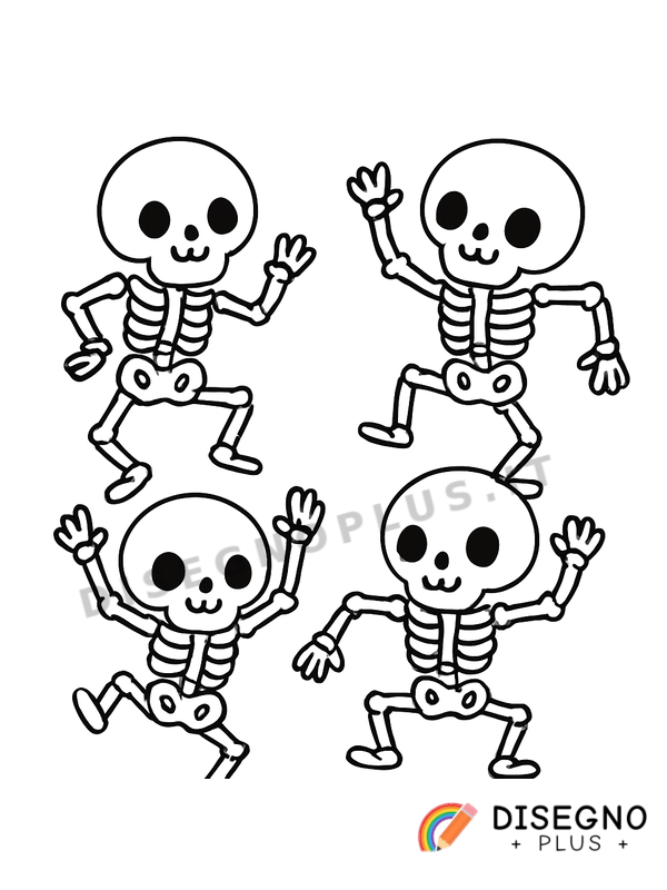 Disegno Scheletri che ballano da colorare