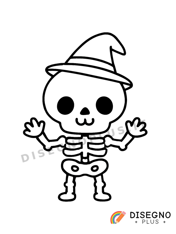 Disegno Scheletro di Halloween con costole e teschio   da stampare e colorare