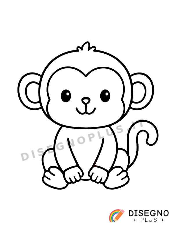Disegno Scimmia della foresta che mangia banane   da stampare e colorare