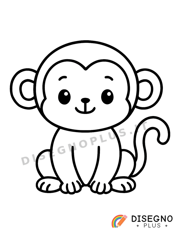 Disegno Scimmietta con fiocco rosso tra i capelli morbidi   da stampare e colorare