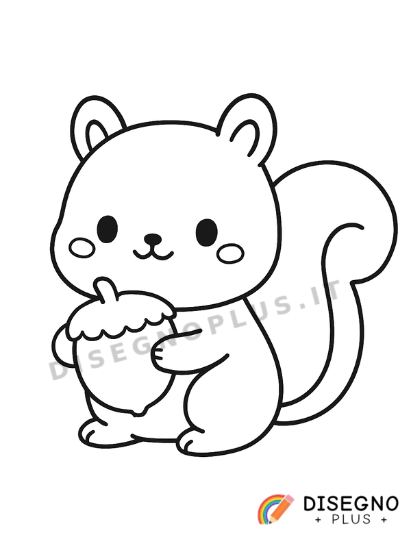 Disegno Scoiattolo con noce tra le zampe agili e veloci   da stampare e colorare