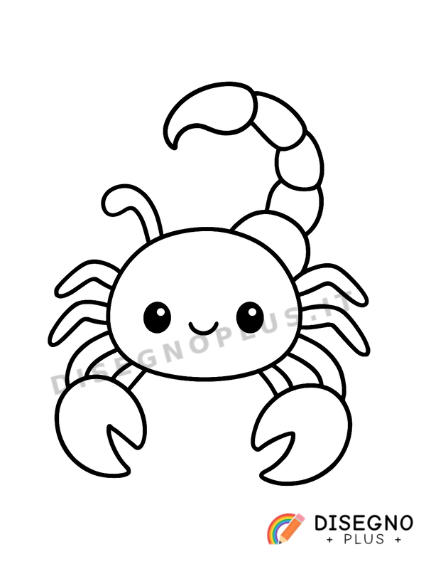 Disegno Scorpione con coda velenosa arrotolata minacciosa   da stampare e colorare