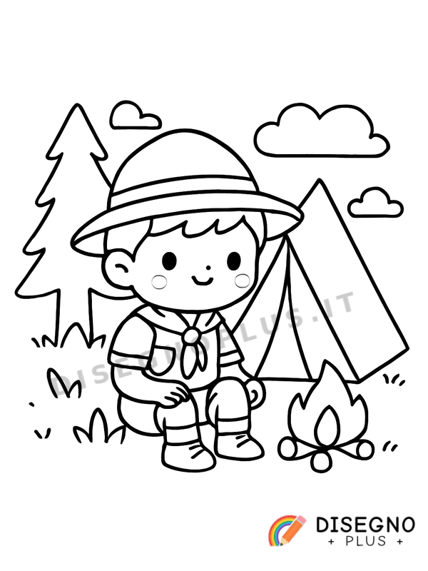 Disegno Scout in campeggio con tenda   da stampare e colorare