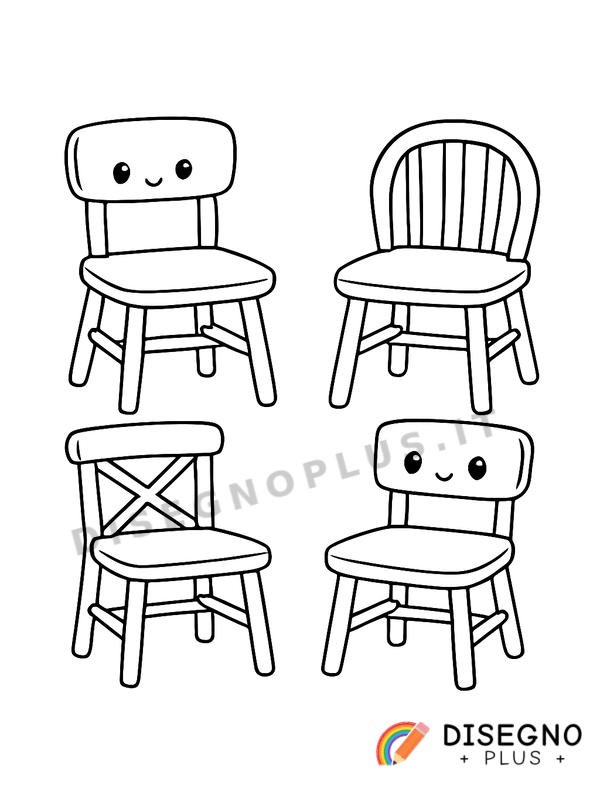 Disegno Sedie di legno intorno al tavolo   da stampare e colorare