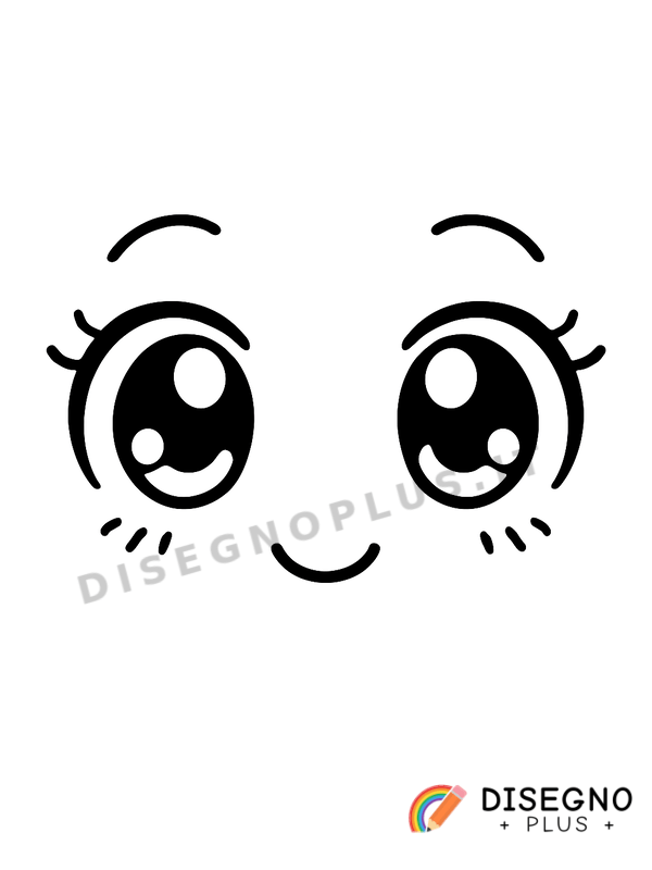 Disegno Sguardo diretto con pupille nere   da stampare e colorare