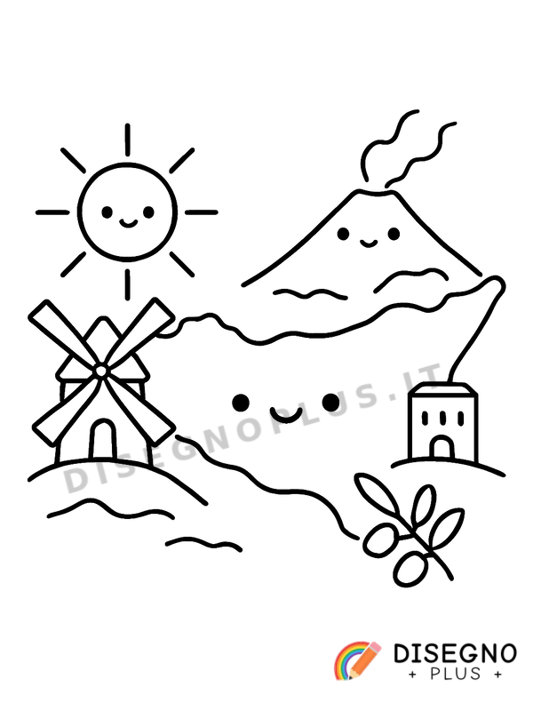 Disegno Siciliano con cappello di paglia e arance   da stampare e colorare