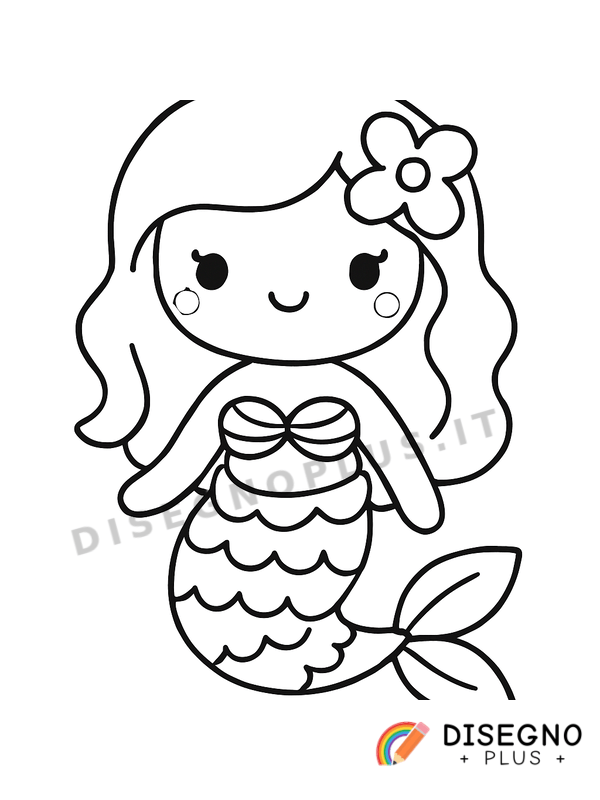 Disegno Sirenetta curiosa che esplora la riva   da stampare e colorare