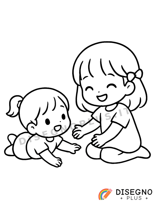 Disegno Sorelle che giocano da colorare