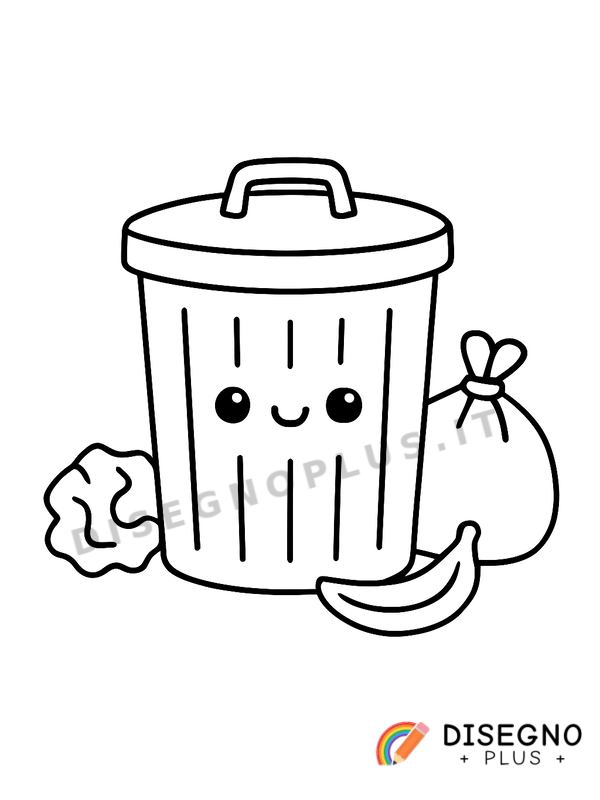Disegno Spazzatura nel cestino strapieno   da stampare e colorare