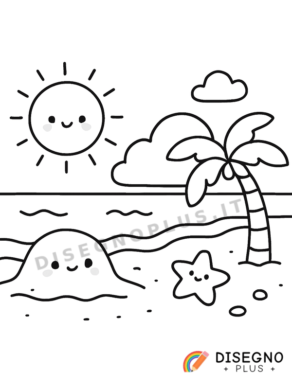 Disegno Spiagge sabbiose con ombrelloni colorati   da stampare e colorare