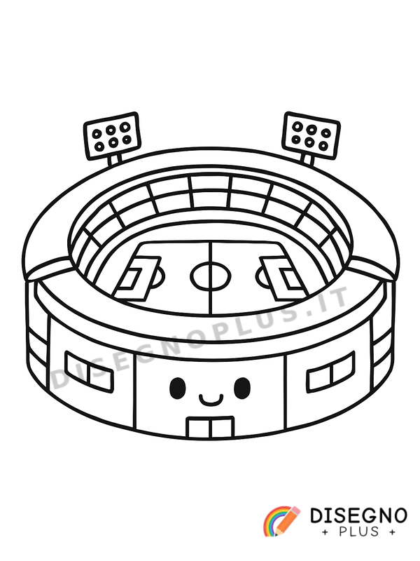 Disegno Stadi di calcio con erba e tribune piene   da stampare e colorare