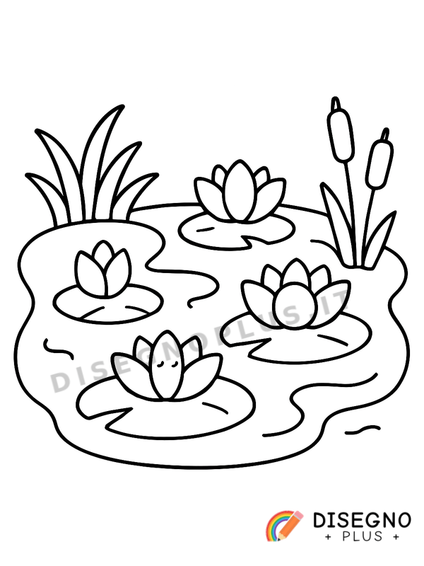 Disegno Stagni con ninfee e ranocchi   da stampare e colorare
