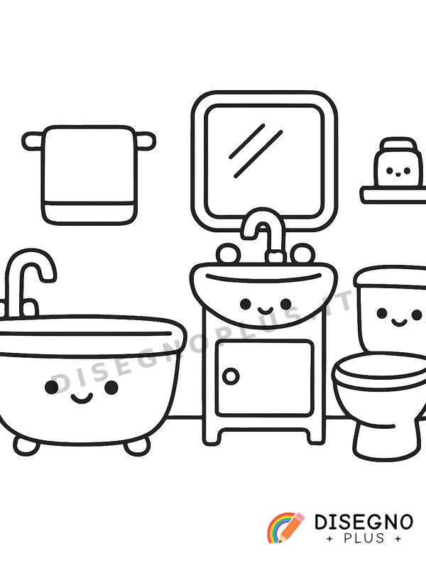 Disegno Stanza da bagno con specchio grande   da stampare e colorare