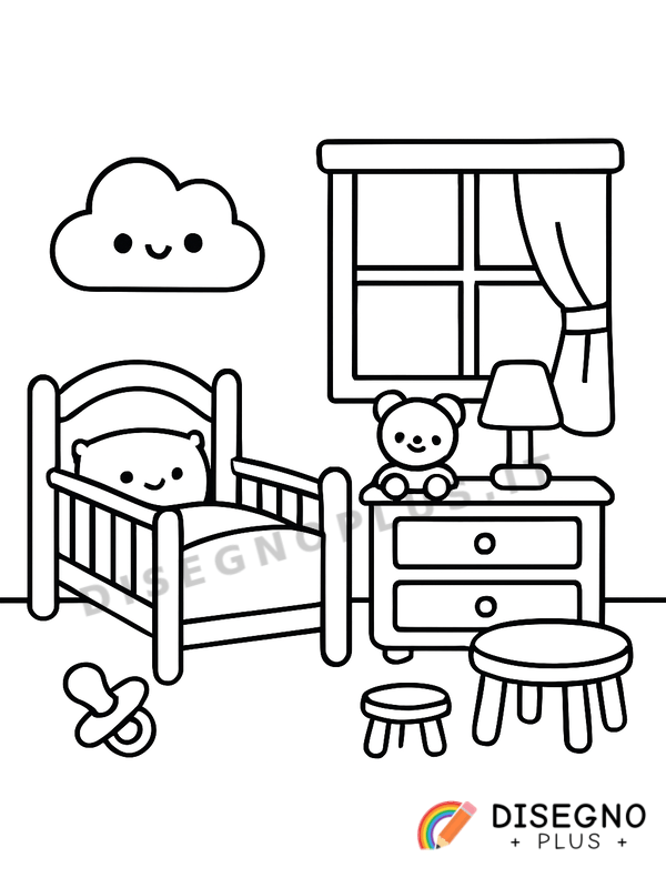 Disegno Stanza del bambino da colorare