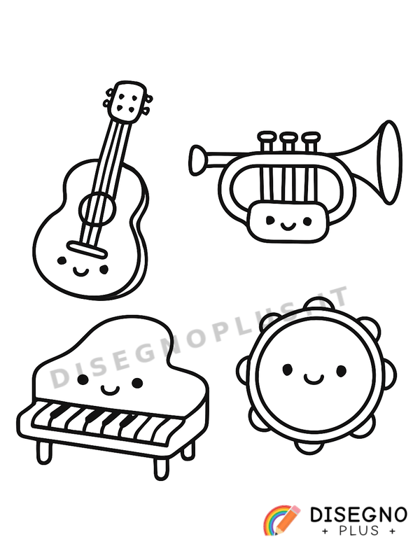 Strumenti che suonano da soli Disegno Strumenti che suonano da soli da stampare e colorare