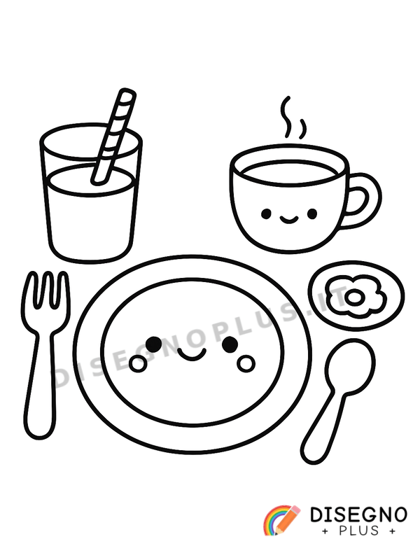 Disegno Tavola apparecchiata con tovaglia   da stampare e colorare