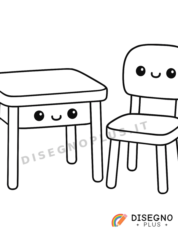 Disegno Tavolo e sedia da colorare