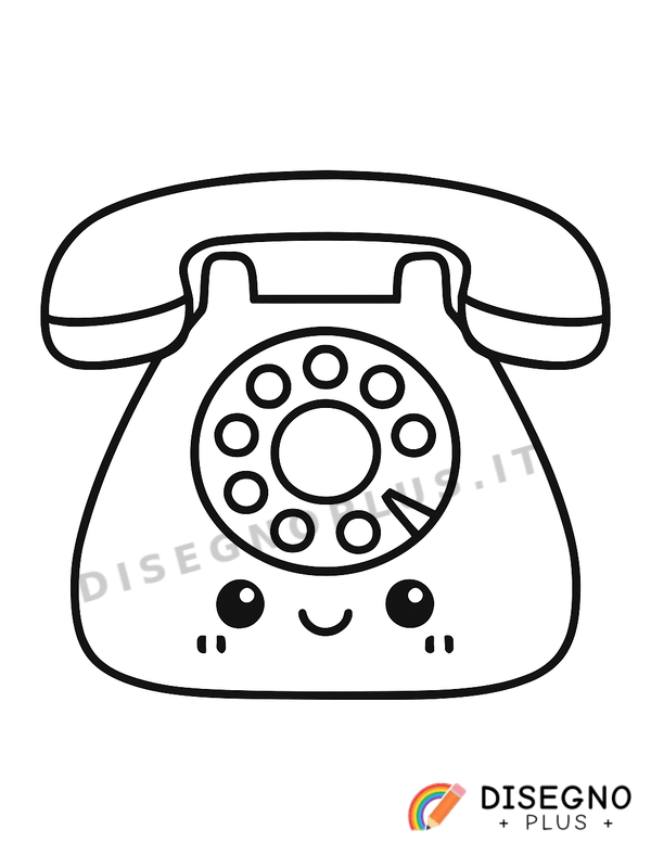 Disegno Telefono fisso con filo   da stampare e colorare
