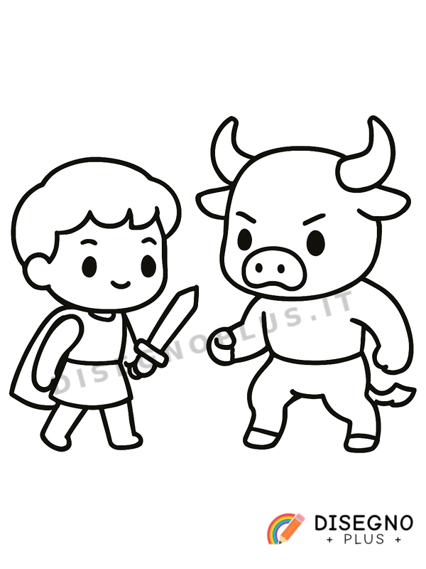 Disegno Teseo e il Minotauro in lotta   da stampare e colorare