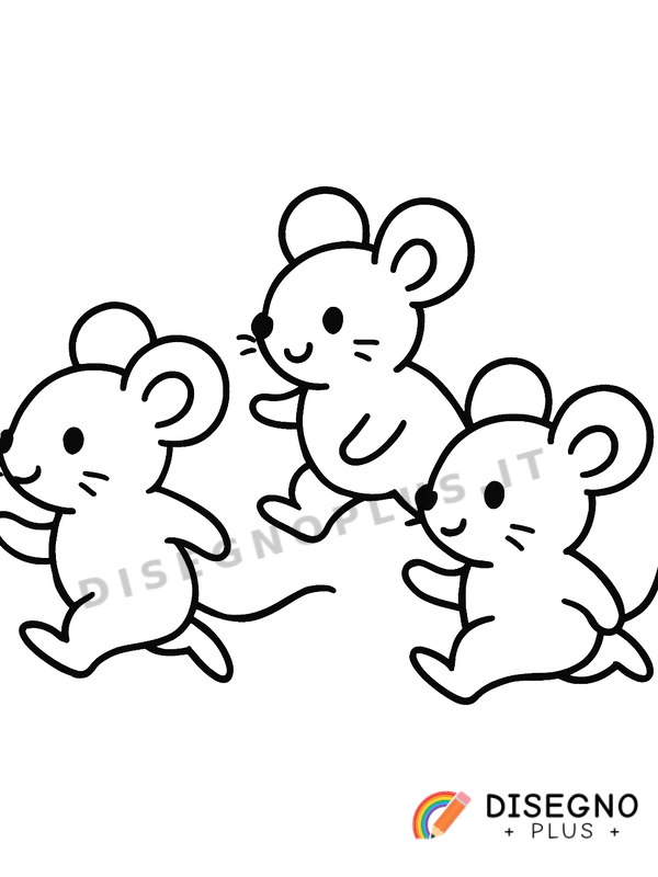 Disegno Topi che corrono nel formaggio con allegria   da stampare e colorare