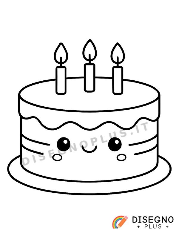 Disegno Torta di compleanno con candele e decorazioni   da stampare e colorare