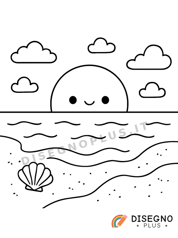 Disegno Tramonto sul mare da colorare