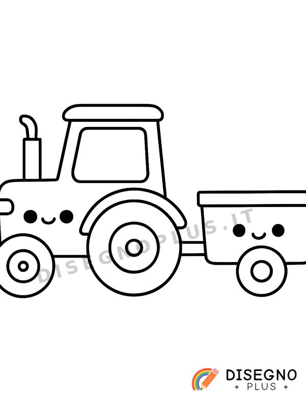 Disegno Trattore con rimorchio da colorare
