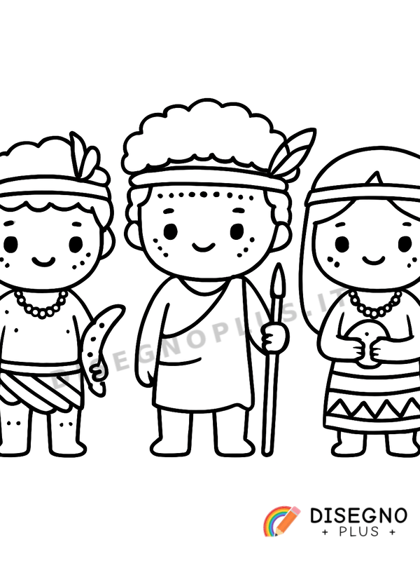 Disegno Tribù aborigena in cerchio   da stampare e colorare