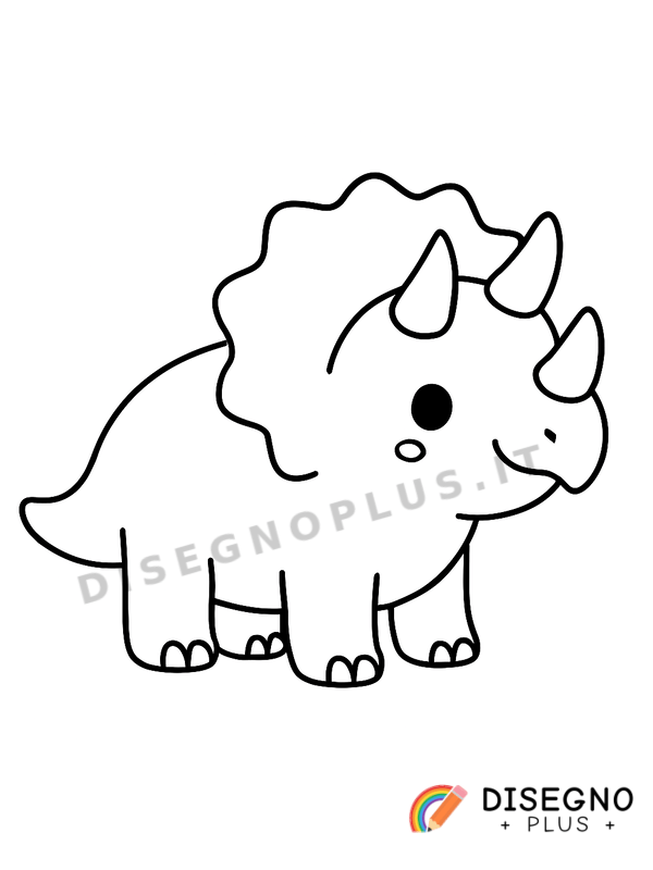 Disegno Triceratopo con tre corna protettive   da stampare e colorare