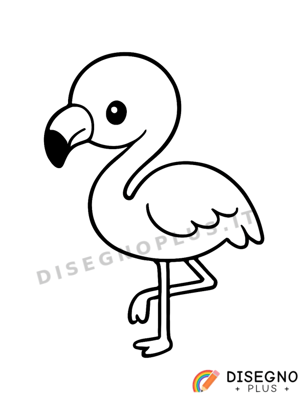 Disegno Uccello fenicottero con testa curva e becco sottile   da stampare e colorare