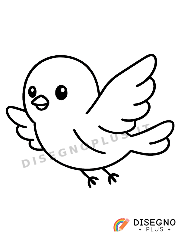 Disegno Uccello in volo tra le nuvole bianche e soffici   da stampare e colorare