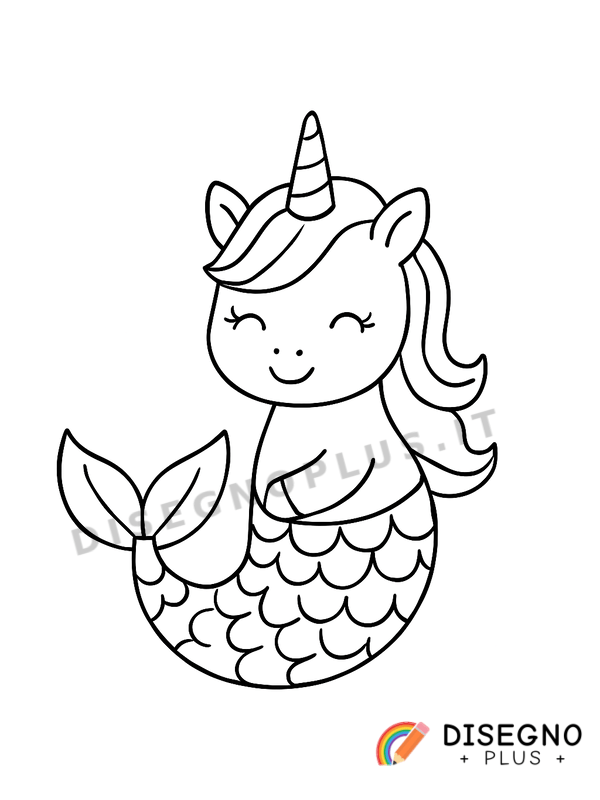 Disegno Unicorno sirena da colorare