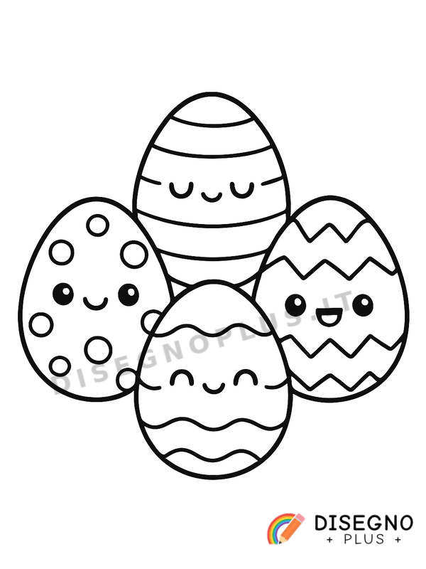 Disegno Uova colorate con disegni e puntini   da stampare e colorare