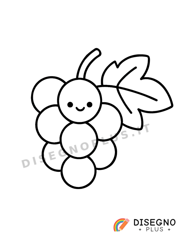 Disegno Uva e foglia insieme sul tralcio   da stampare e colorare