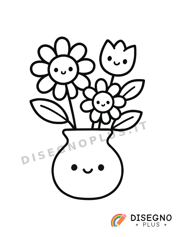Disegno Vaso con fiori da colorare