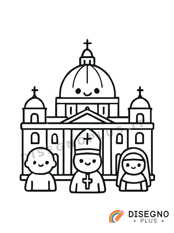 Disegno Vaticano con cupola di San Pietro   da stampare e colorare