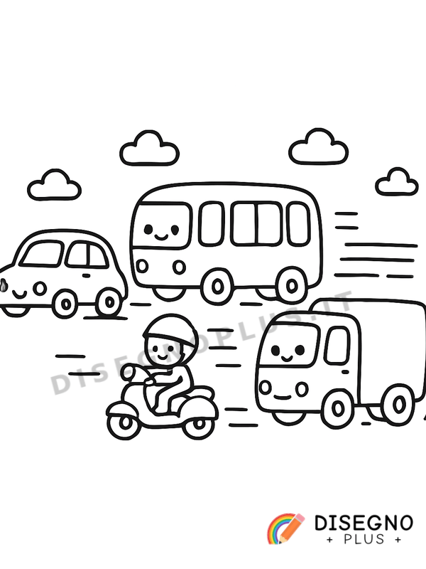 Disegno Veicoli in movimento da colorare