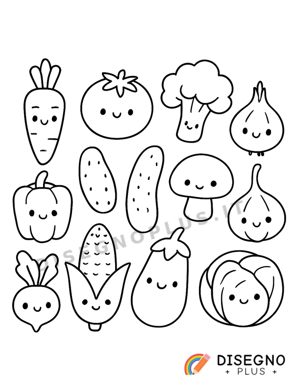 Disegno Verdure fresche da colorare