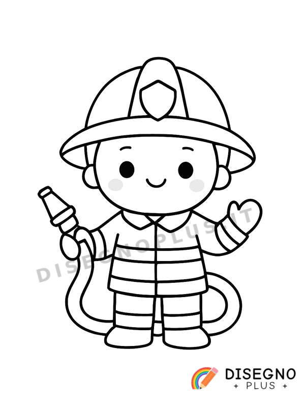 Disegno Vigile del fuoco con scala   da stampare e colorare