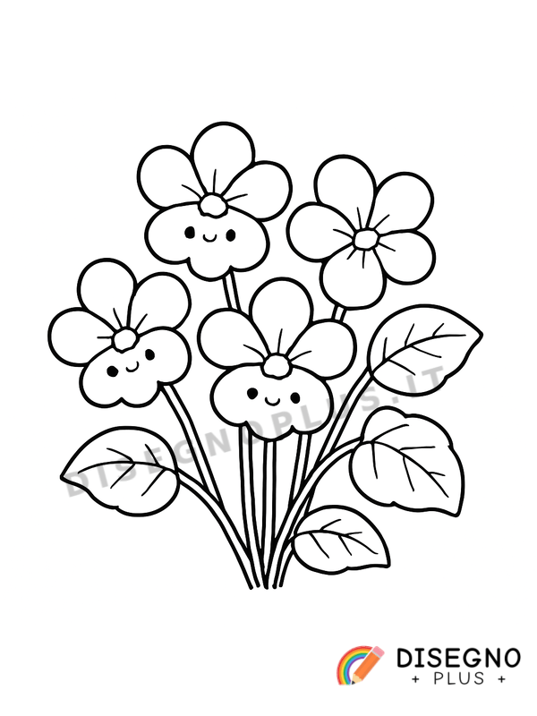 Disegno Violette fiorite in un angolo di bosco   da stampare e colorare